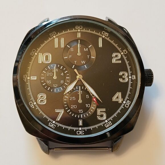 Mossimo Men's Black Stainless Steel Large Face Chronograph Watch Case Japan Movt - Picture 1 of 10